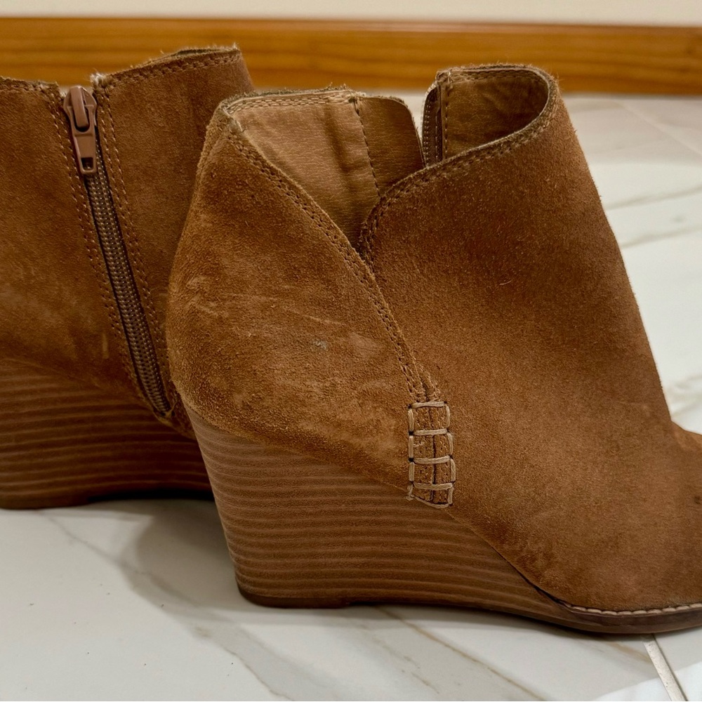 Lucky Brand suede wedge bootie